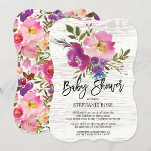 Rustik Trä Vårbukett Baby Shower Inbjudan