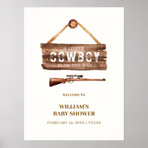 Rustik Trä Vild Cowboy Pistol Baby Shower Välkomst Poster
