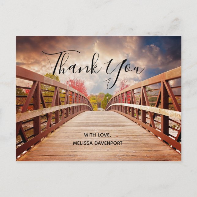 Rustik Träbro på Landsbygden Tack Vykort (Framsida)