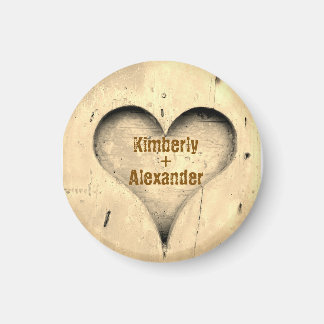 Rustik Träd och Hjärtas Present med Par Namn Magnet