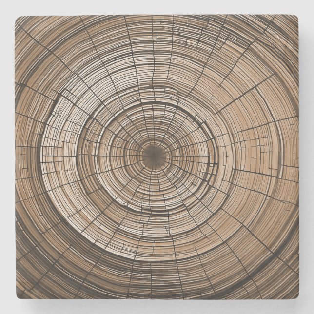 Rustik träd rings-  stenunderlägg (Framsidan)