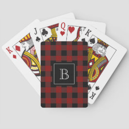 Rustik Trädfällare Buffalo Randig Monogram Initial Casinokort