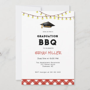 Rustik trädgårds-BBQ-examen fest  Inbjudningar