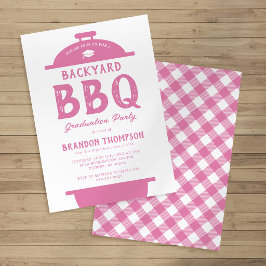Rustik trädgårds-BBQ-examensfest Inbjudningar