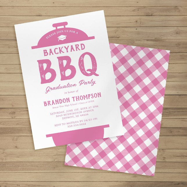 Rustik trädgårds-BBQ-examensfest Inbjudningar (Skapare uppladdad)