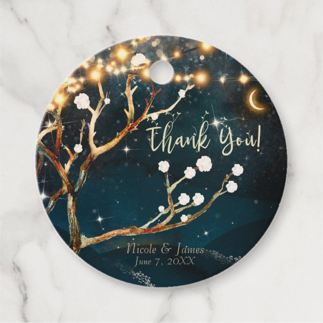 Rustik Trädgårdsbelysning Stjärnklar Bröllopsnatt Gåvor Etiketter (Framsida)