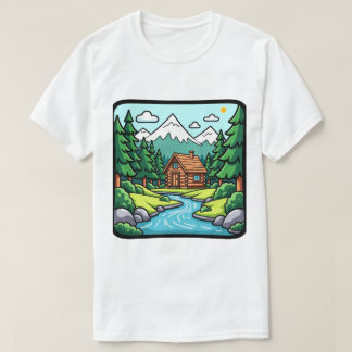 Rustik Trädhytte Mysig Skog Natur T Shirt