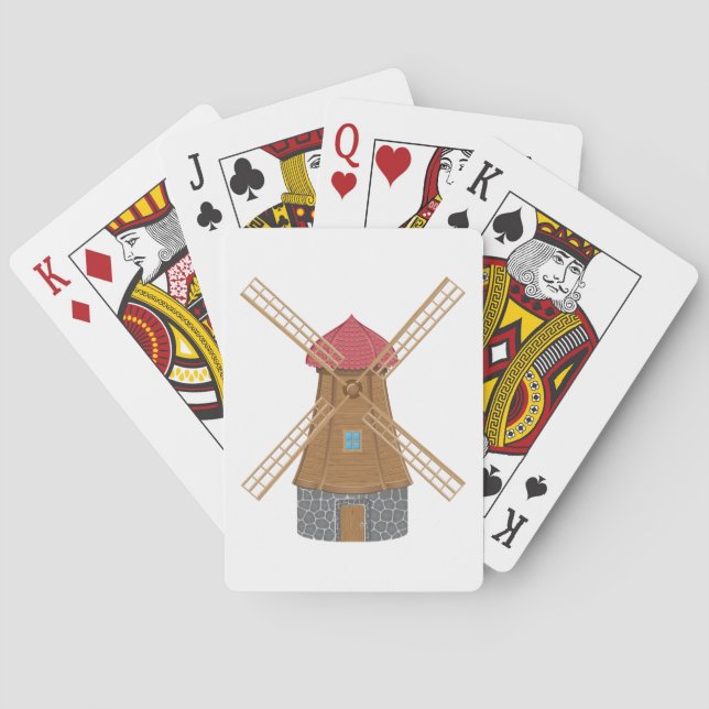 Rustik Traditionsmöllor i Trä Casinokort (Baksidan)