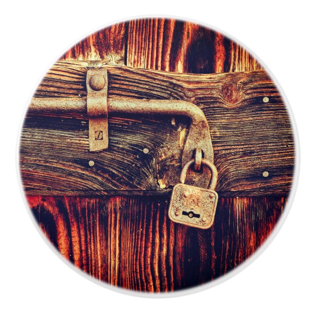 Rustik trädörr med antika mässling knopp (Framsidan)