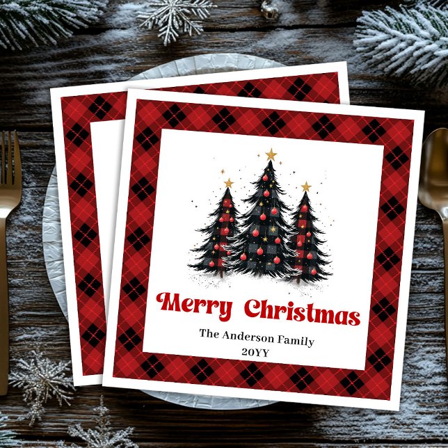 Rustik Trädservett för Buffalo Holiday Party Desig Pappersservett (Rustic Buffalo Tree Napkin Holiday Party Design)