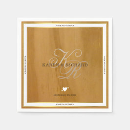 Rustik träets monogrambröllopsmottagning pappersservett