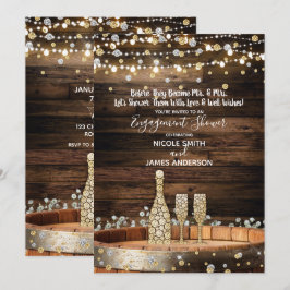 Rustik träfat & Ljus Champagnefirande Inbjudningar