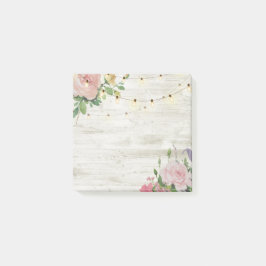 Rustik Trähälsningsmålning Blommig Stränglampa Post-it Block