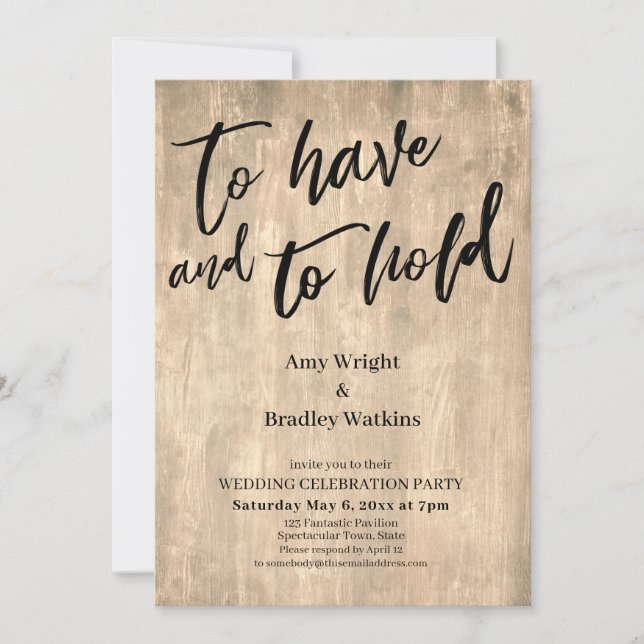 Rustik Trähandstil Att Ha Och Att Hålla Inbjudningar (Framsida)