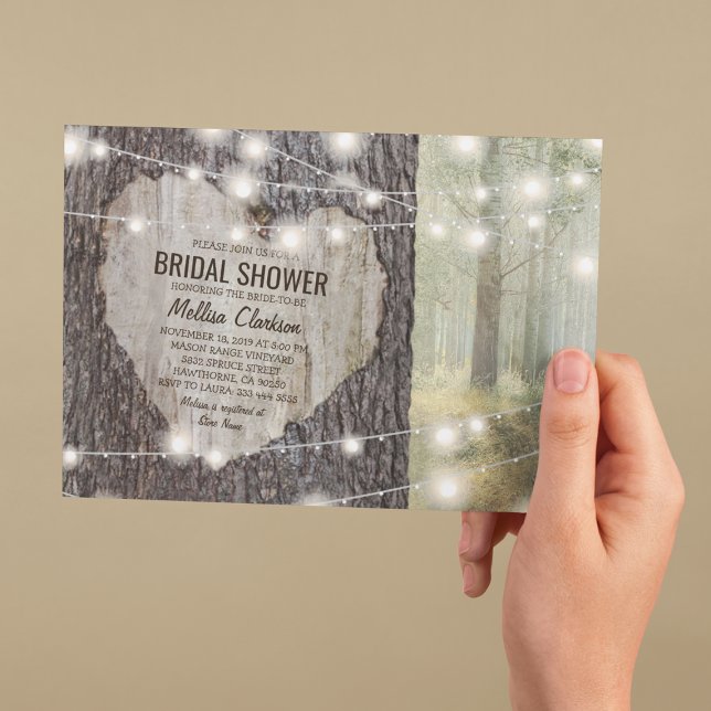 Rustik Trähjärta Bröllopsdusch Inbjudningar (Skapare uppladdad)