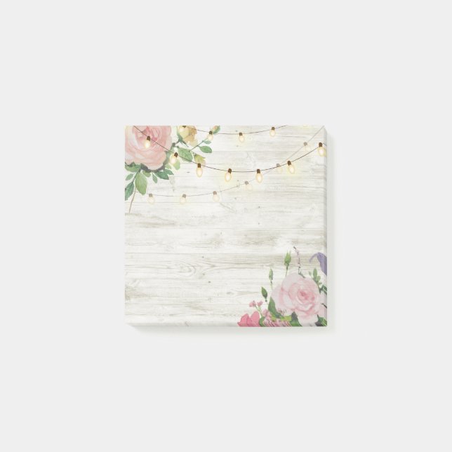 Rustik Trähjärtas bröllop med blomstermålning och  Post-it Block (Framsida)