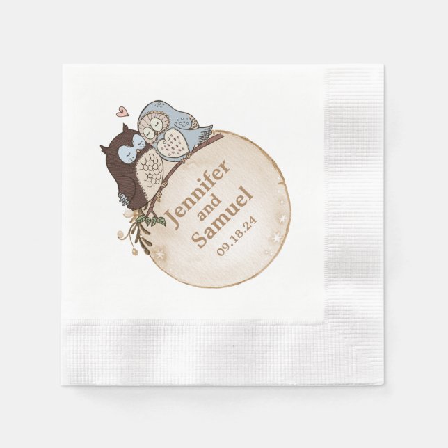 Rustik Trälandshustru Papper Ugglor  Pappersservett (Framsidan)