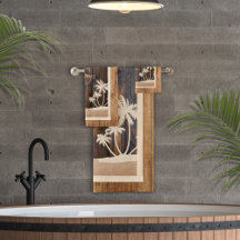 Rustik trämönster Monogram Palms Strand