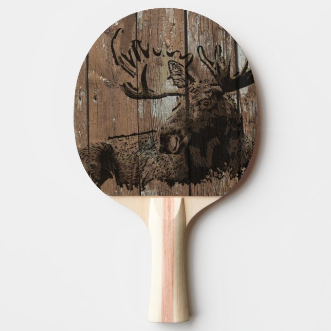Rustik trämörmos pingpongpaddel pingisracket (Framsidan)