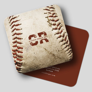 Rustik Tränare Baseboll Lag Monogram Fyrkantigt Visitkort