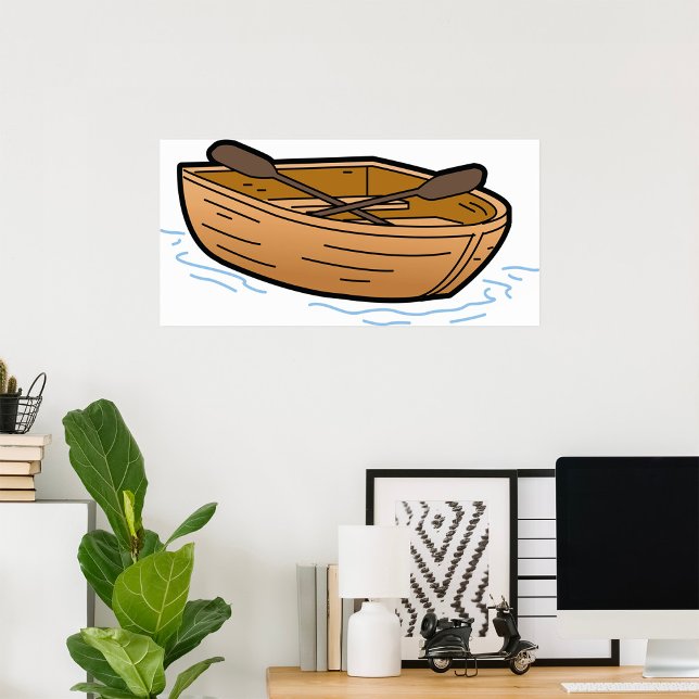 Rustik träroddbåt på vatten poster (Skapare uppladdad)