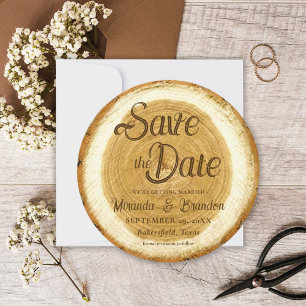 Rustik Träskiva Bröllop Save the Date-kort Inbjudningar