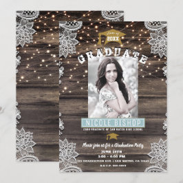 Rustik Träspets & Ljus Studentfest    Inbjudningar