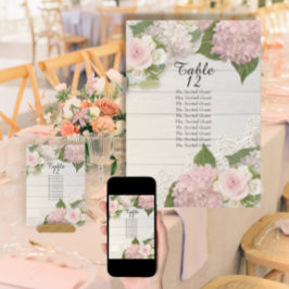 Rustik Träspets Ros Hydrangea Bord Sittplatssedel Inbjudningar
