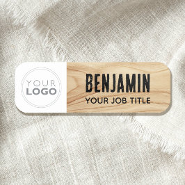 Rustik Trästruktur Anställd Logotyp Svart Varumärk Namnbricka