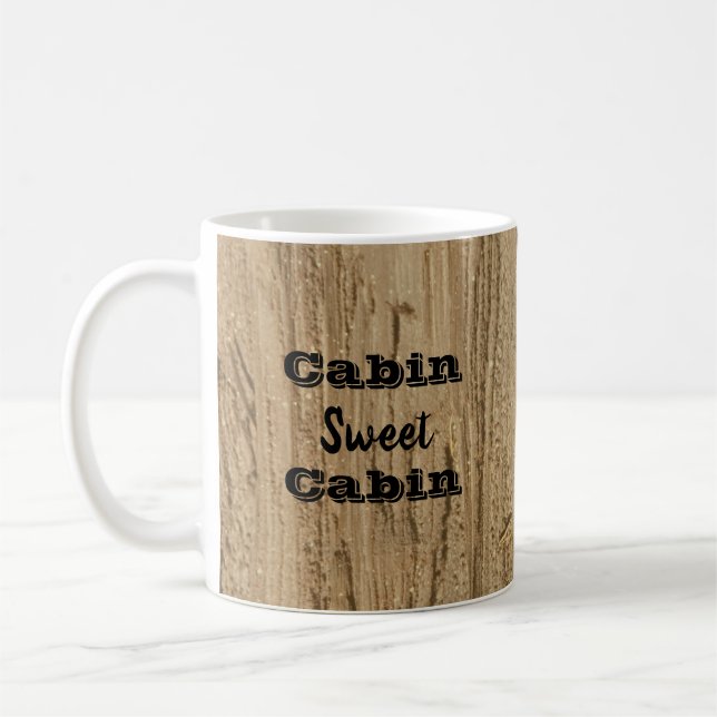 Rustik Trästruktur Foto Stuga Söt Stuga Kaffemugg (Vänster)
