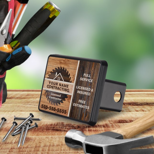 Rustik Träton Entreprenör Logo Dragkroksskydd (Skapare uppladdad)