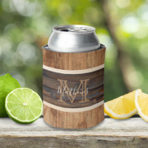 Rustik Träton Monogram-rand Can Cooler