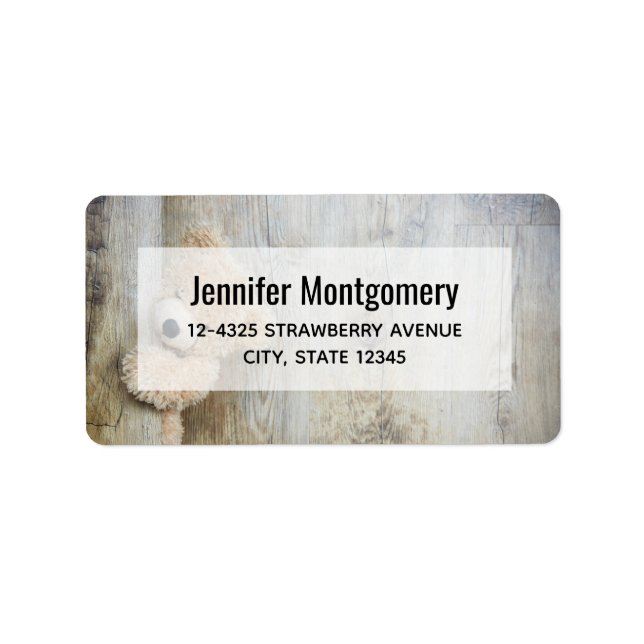 Rustik trävägg med innertak adressetikett (Framsidan)
