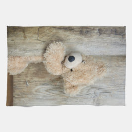 Rustik trävägg med innertak kökshandduk