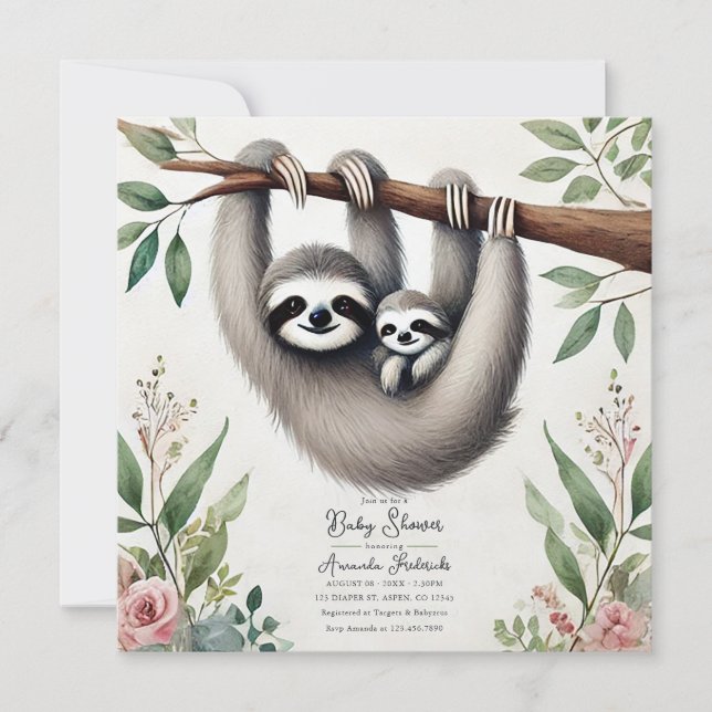Rustik Trögdjurs-Babyshower Inbjudningar (Framsida)