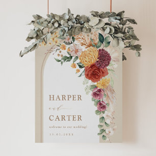 Rustik Tropisk Boho Blommig Bröllopsvälkomst Poster