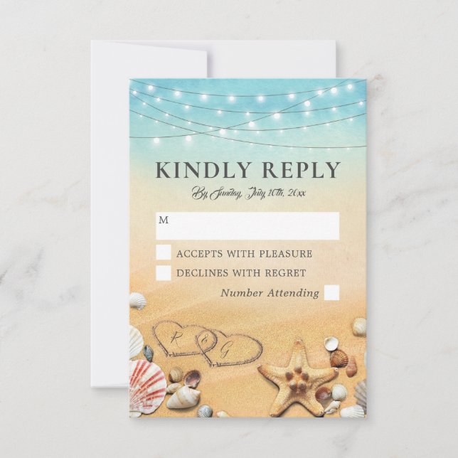 Rustik Tropisk Strand Bröllop Svar (Framsida)