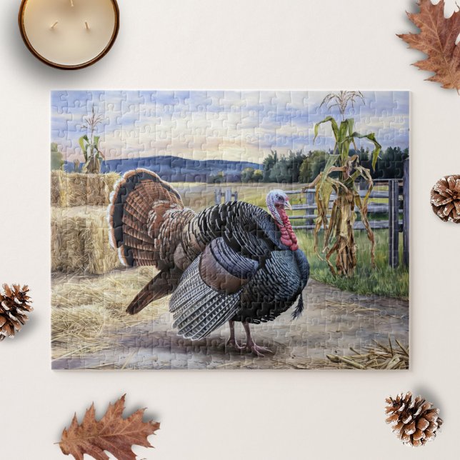 Rustik Turkey Farm Painting Thanksgiving Art Pussel (Skapare uppladdad)