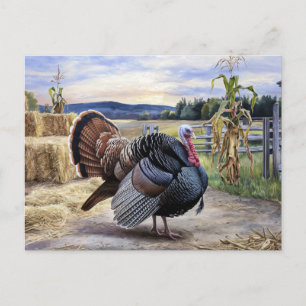 Rustik Turkey Farm Painting Thanksgiving Art Vykort