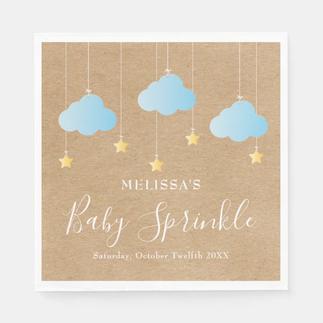 Rustik Twinkle Sprinkle Babypojke Sprinkle / Showe Pappersservett (Framsidan)