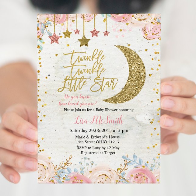 Rustik Twinkle Twinkle Little Star Baby Shower Inbjudningar (Skapare uppladdad)