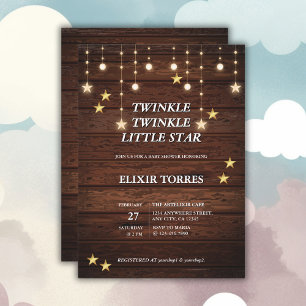 Rustik Twinkle Twinkle Little Star Baby Shower Inbjudningar