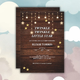 Rustik Twinkle Twinkle Little Star Baby Shower Inbjudningar