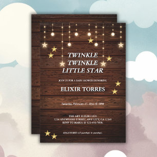 Rustik Twinkle Twinkle Little Star Baby Shower Inbjudningar