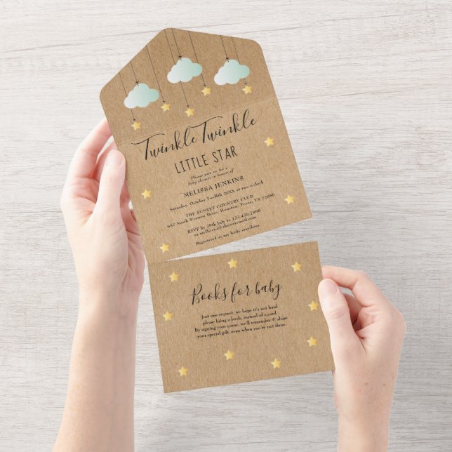 Rustik Twinkle Twinkle Neutral Bebis Shower (Tearaway)