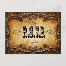 Rustik typografi - osa av westernt landsbyggsbröll inbjudan vykort