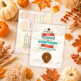 Rustik typografi Vintage Turkiet Thanksgiving Vykort