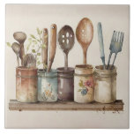 Rustik Utensils Watercolor Fatmhouse Ceramic Tile Kakelplatta<br><div class="desc">Rustic land lantbruks vattenfärgssolfångarscen som används för att skapa den här perfekten keramiska plattan. Blanda och matcha med andra plattor för att skapa ditt eget anpassade utseende. Faux stone-plattor i färg finns också tillgängliga för att skapa mönster.</div>