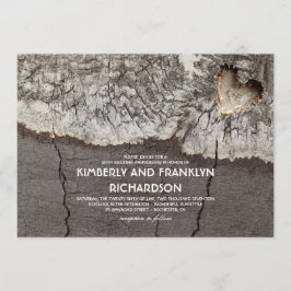 Rustik Utformad Hjärtformad Björkträ Bröllopsårsda Inbjudningar