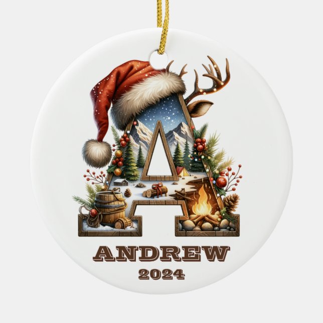 Rustik utomhus Brev A Helgdag Äventyr Julgransprydnad Keramik (Framsidan)